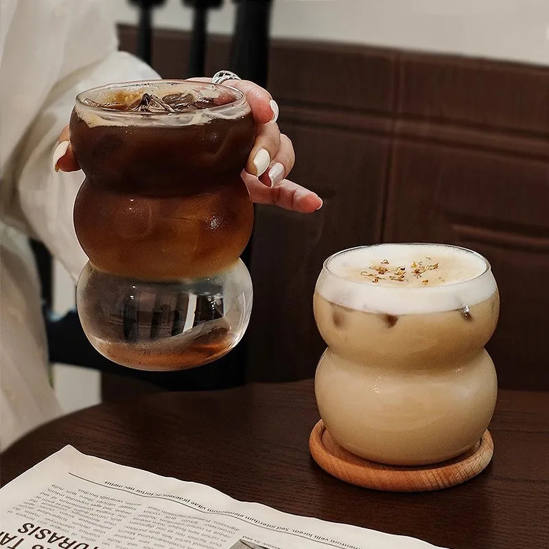 350/550ml Tazza di vetro trasparente Tazza di caffè freddo con cannuccia Dessert Succo di latte Bicchieri Tazza Bicchieri da cocktail per feste Tazza da tè