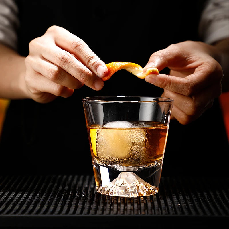 2pcs Sets Japanese Style Mount Fuji Glass Cup Snow Mountain Cup Snowflake Pattern Cocktail Glass Exquisite Foreign Wine Glass