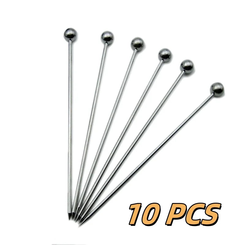 10/50/100 pezzi plettri da cocktail in acciaio inossidabile bastoncini di frutta stuzzicadenti per strumenti da bar per feste bastoncini per agitazione per bevande plettri per Martini festa