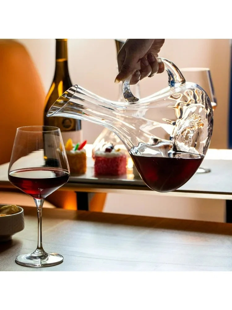Decanter per vino in vetro di cristallo di lusso in stile europeo con manico per vino rosso Accessori per bere eleganti articoli da bar per la casa