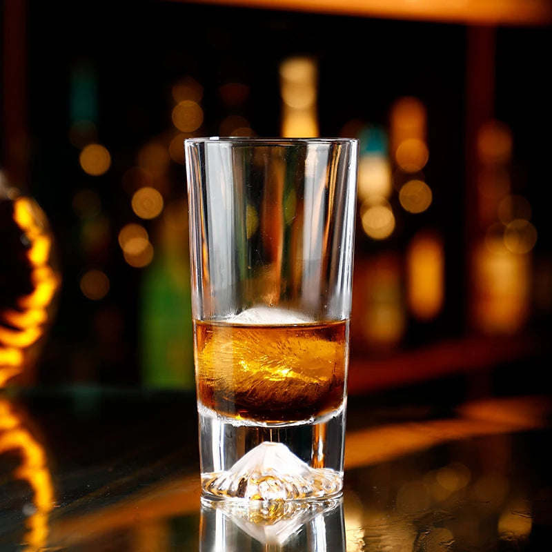 2pcs Sets Japanese Style Mount Fuji Glass Cup Snow Mountain Cup Snowflake Pattern Cocktail Glass Exquisite Foreign Wine Glass