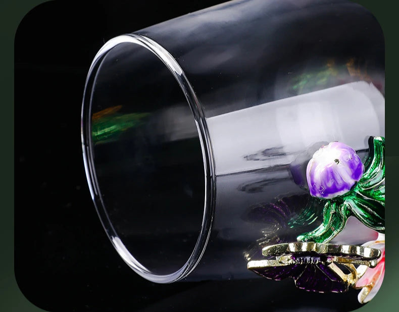 Decanter per tazze di vino rosso in vetro di cristallo smaltato a margherita Utensili per vino di lusso in vetro con piede alto per vino rosso