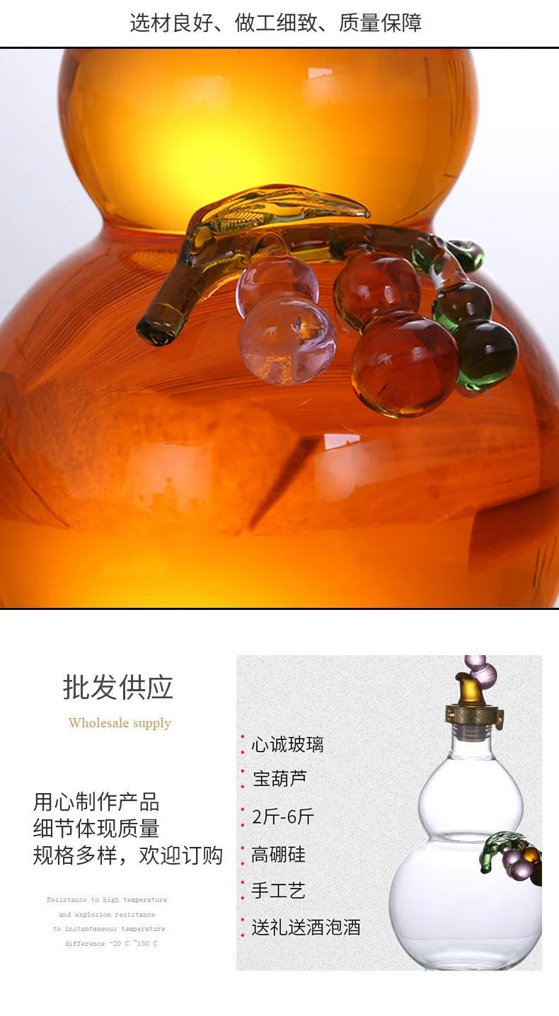 Bottiglia di vino con zucca creativa per uso domestico con decanter in vetro borosilicato trasparente di grande capacità da 500/3000 ml