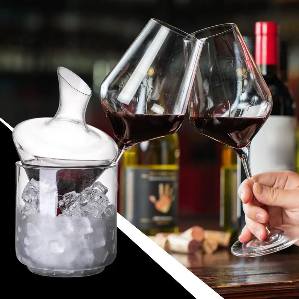 Decanter per whisky Decanter per liquori in vetro con secchiello per il ghiaccio Contenitore per decanter per vino con secchiello per il ghiaccio per ristoranti, hotel, club