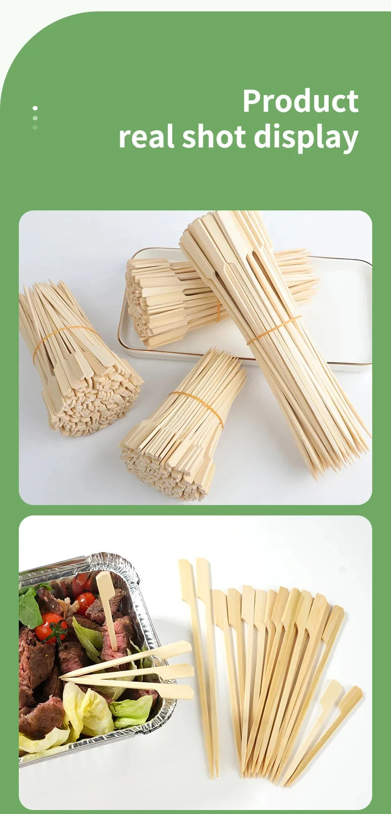 100 pezzi bastoncini di bambù spiedini di bambù naturali usa e getta barbecue bastoncini per barbecue per Kabob cocktail di frutta campeggio strumenti per barbecue per feste