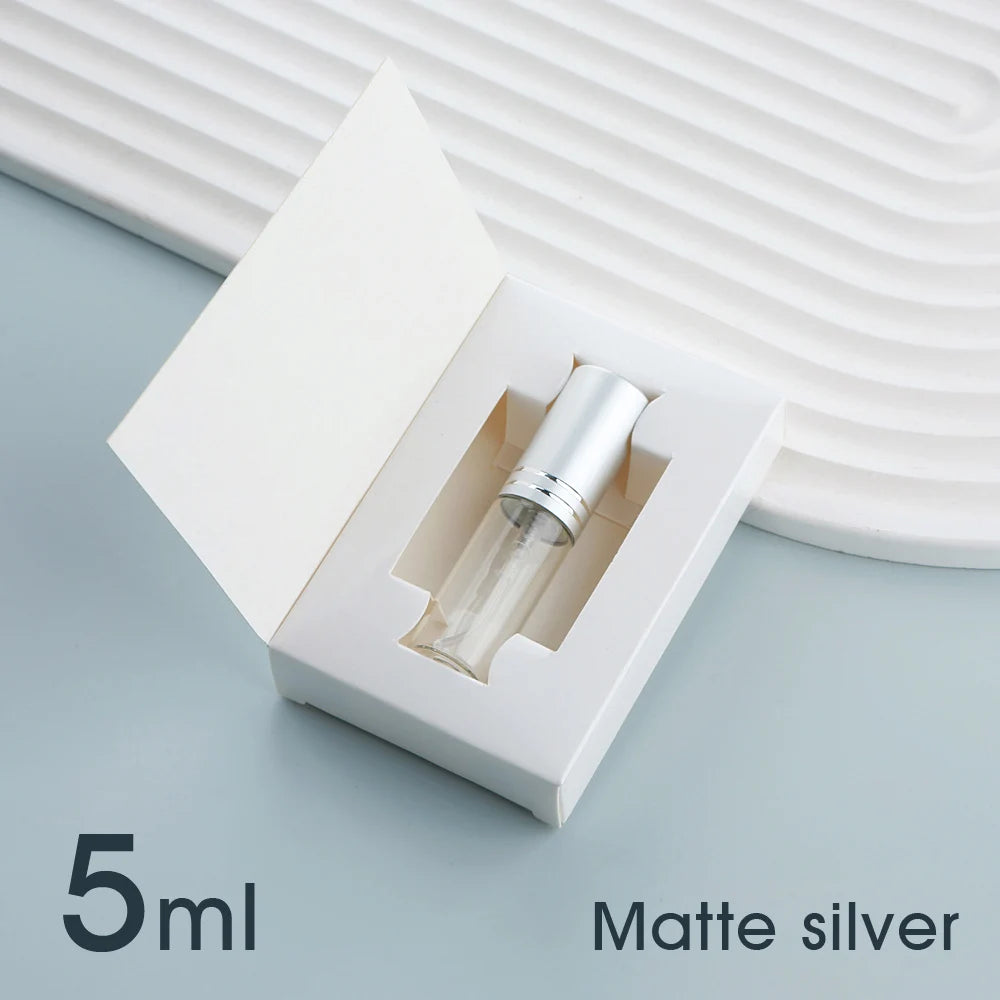 Flacone spray per profumo da 50 pezzi 5ml 10ml con confezione Flacone spray riutilizzabile per profumo sprinkler mini flaconi spray in alluminio