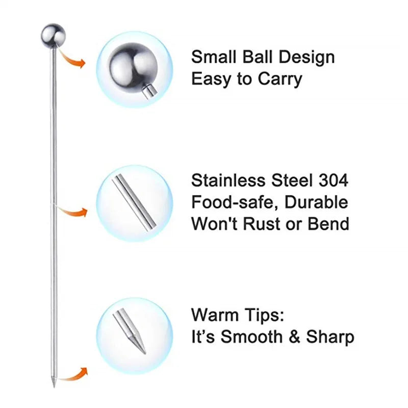 10/50/100 pezzi plettri da cocktail in acciaio inossidabile bastoncini di frutta stuzzicadenti per strumenti da bar per feste bastoncini per agitazione per bevande plettri per Martini festa
