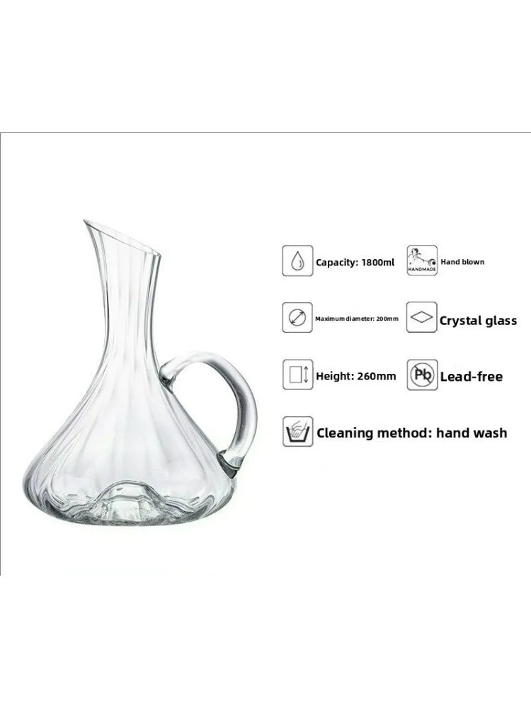 Decanter per vino in vetro di cristallo di lusso in stile europeo con manico per vino rosso Accessori per bere eleganti articoli da bar per la casa