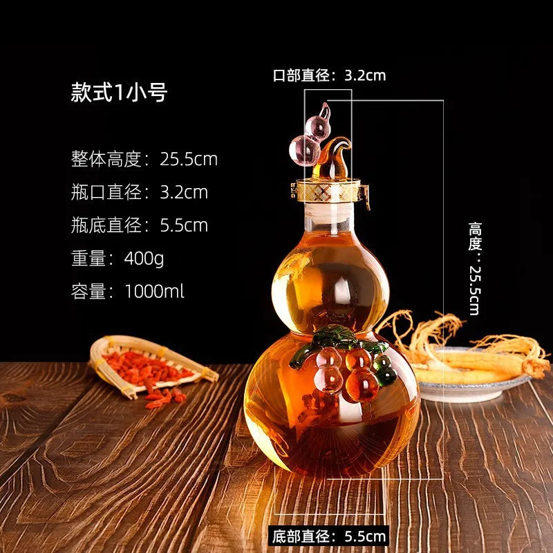 Bottiglia di vino con zucca creativa per uso domestico con decanter in vetro borosilicato trasparente di grande capacità da 500/3000 ml