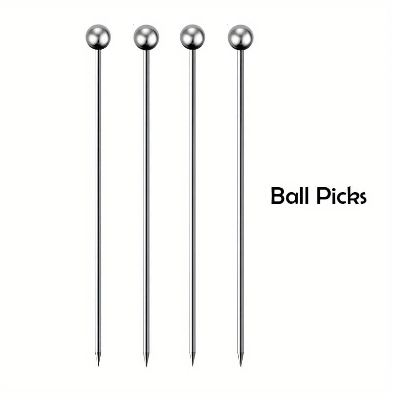 4 pezzi di plettri da cocktail in acciaio inossidabile, plettri da frutta, bastoncini da cocktail per bar, pub, club, ristorante e accessori per bicchieri per uso domestico