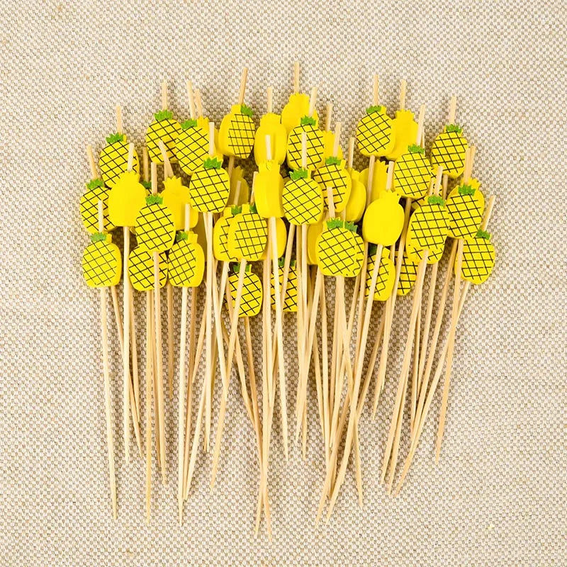 100 pz Cactus Flamingo Bambù Pick Buffet Cupcake Frutta Forchetta Cocktail Stuzzicadenti Spiedino Bar Dessert Insalata Bastone per la Decorazione di Nozze