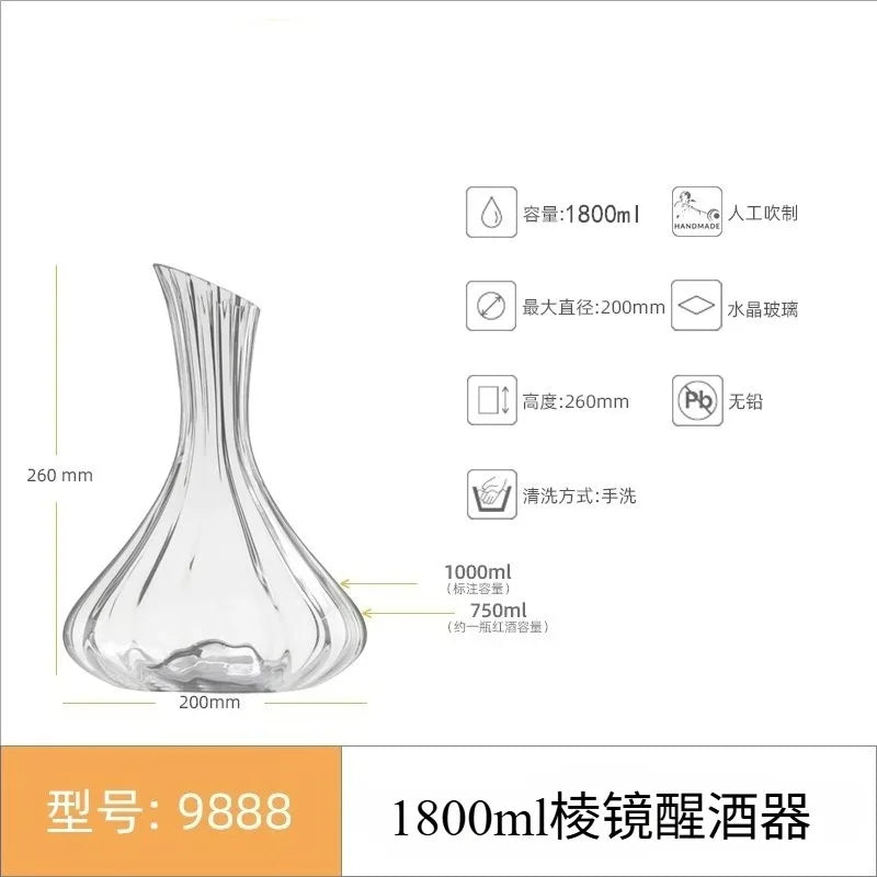 Decanter per vino in vetro di cristallo di lusso in stile europeo con manico per vino rosso Accessori per bere eleganti articoli da bar per la casa
