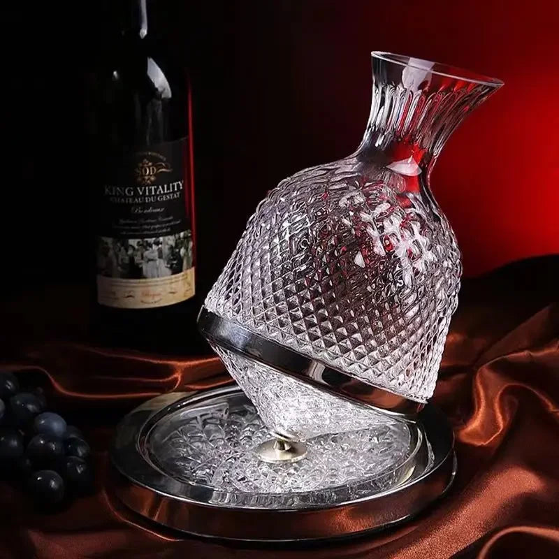 Bicchiere decanter rotante in vetro cristallo di alta qualità 360 Decanter da 1500 ml Dispenser per vino Aeratore Specchio Brocca Regalo Bar Decorazione