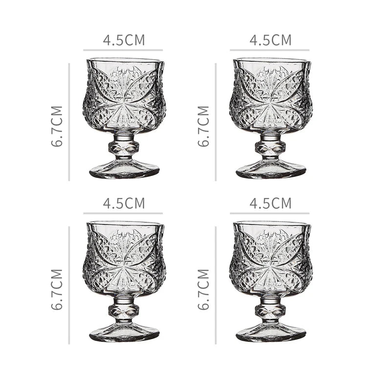 4 pezzi set di bicchieri da cocktail squisiti da 50 ml bicchieri da vino piccoli intagliati vintage bicchieri da liquori per feste bicchieri da vino dolce trasparenti di fascia alta
