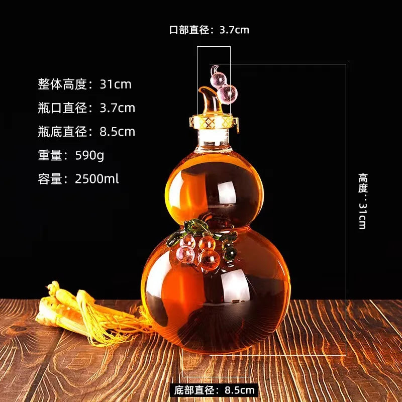 Bottiglia di vino con zucca creativa per uso domestico con decanter in vetro borosilicato trasparente di grande capacità da 500/3000 ml