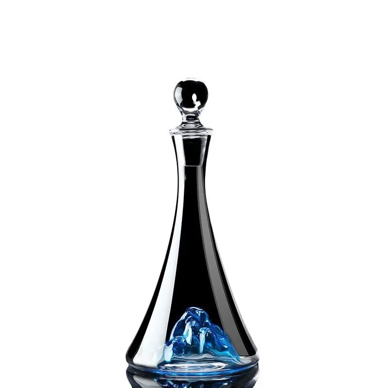 Decanter in vetro trasparente Iceberg blu di lusso leggero europeo Filtro per vino rosso di alto valore e divisore per vino Utensili per vino di fascia alta