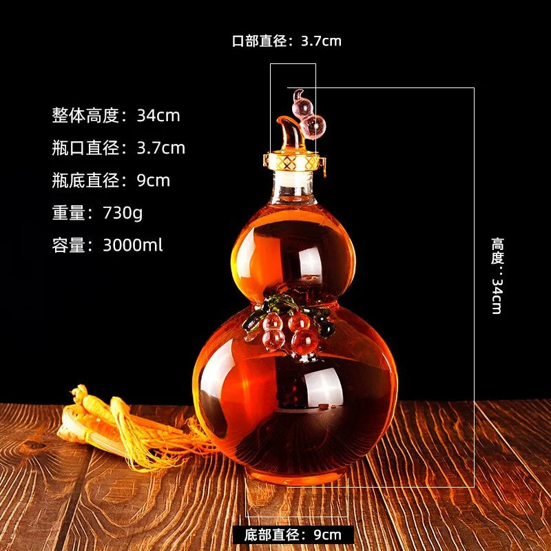 Bottiglia di vino con zucca creativa per uso domestico con decanter in vetro borosilicato trasparente di grande capacità da 500/3000 ml