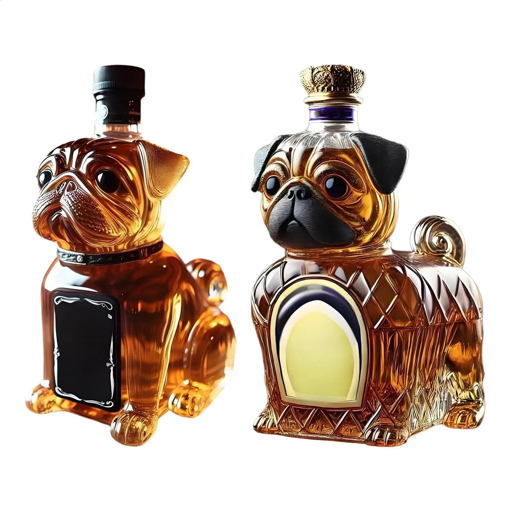Decanter per animali creativo da 300 ml Bottiglia di liquore in vetro realistico Ispirato a Bulldog Whisky Vino Brandy Scotchs Bourbon Vodka Decanter