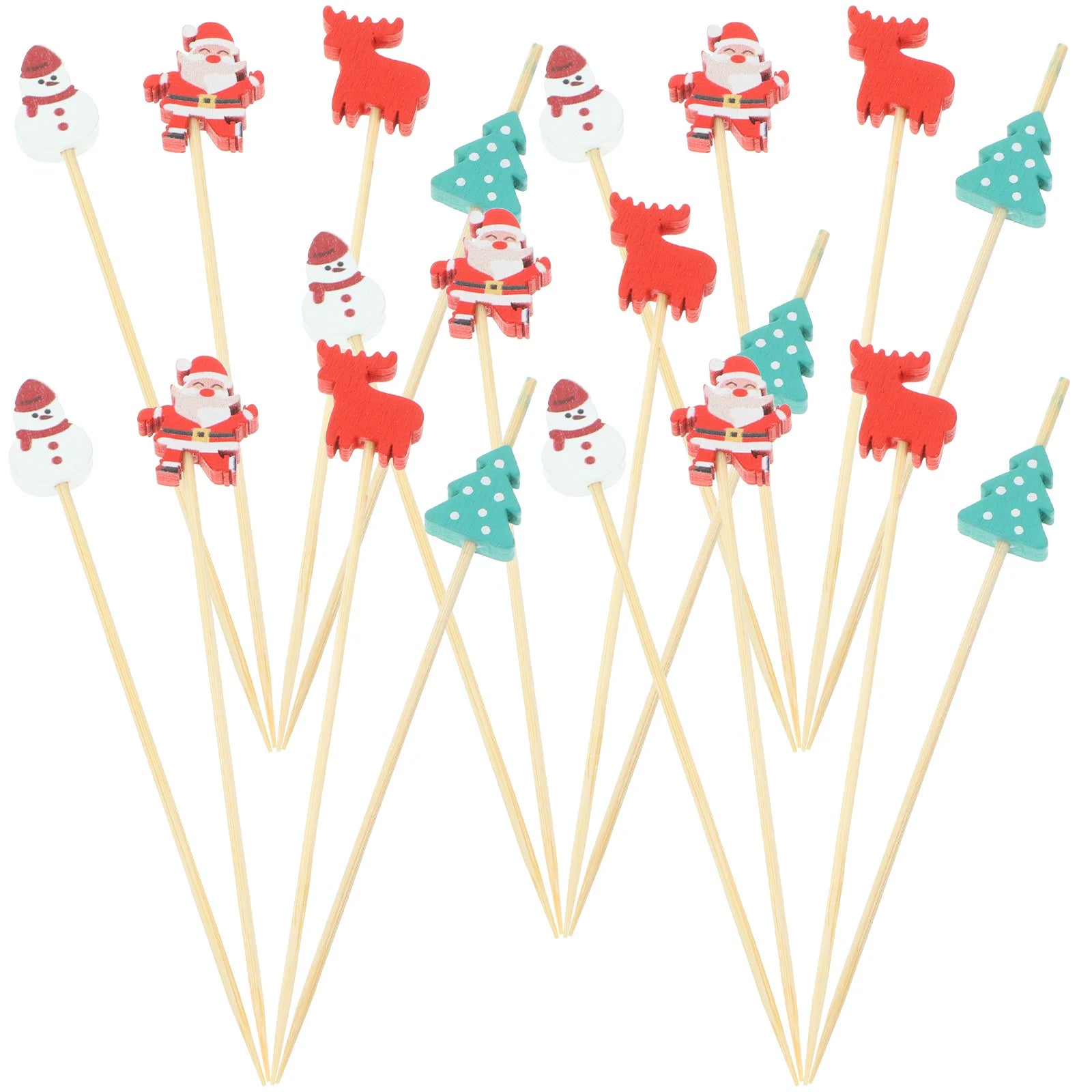 100 pezzi di frutta di bambù per feste di Natale, bastoncini da cocktail usa e getta, antipasti, snack, decorazioni natalizie per alimenti, antipasti