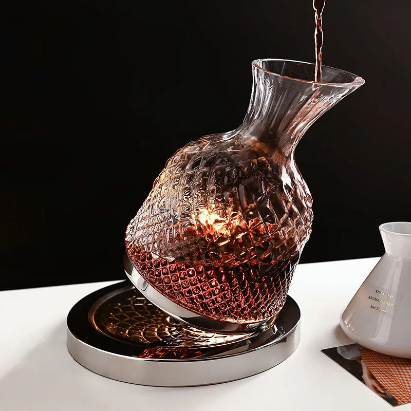 Bicchiere decanter rotante in vetro cristallo di alta qualità 360 Decanter da 1500 ml Dispenser per vino Aeratore Specchio Brocca Regalo Bar Decorazione