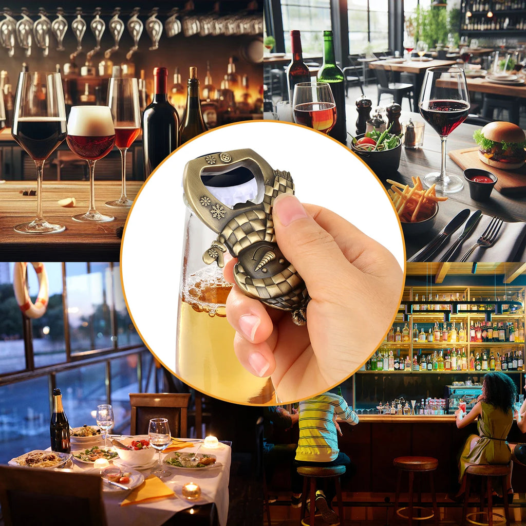 Apribottiglie da birra in metallo a forma di pupazzo di neve adorabile. Piccolo regalo di Natale creativo, cucina, bar, decorazione per feste, apribottiglie