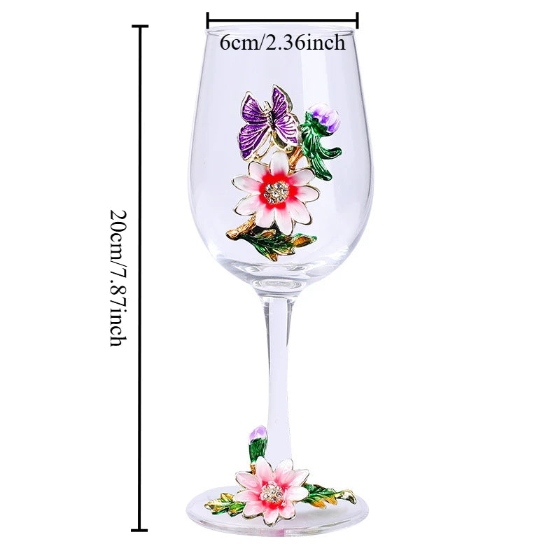 Decanter per tazze di vino rosso in vetro di cristallo smaltato a margherita Utensili per vino di lusso in vetro con piede alto per vino rosso