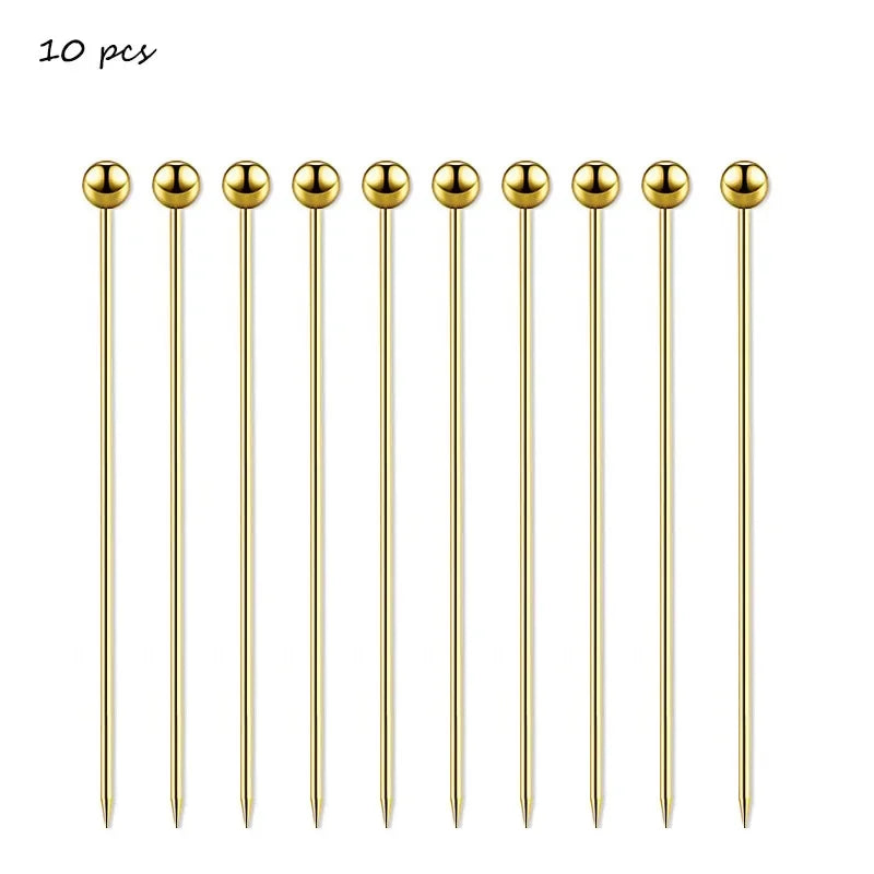 10 pezzi 304 scelte per alimenti in acciaio inossidabile bastoncini da Cocktail riutilizzabili scelte per bevande riutilizzabili scelte per Martini stuzzicadenti scelte per frutta