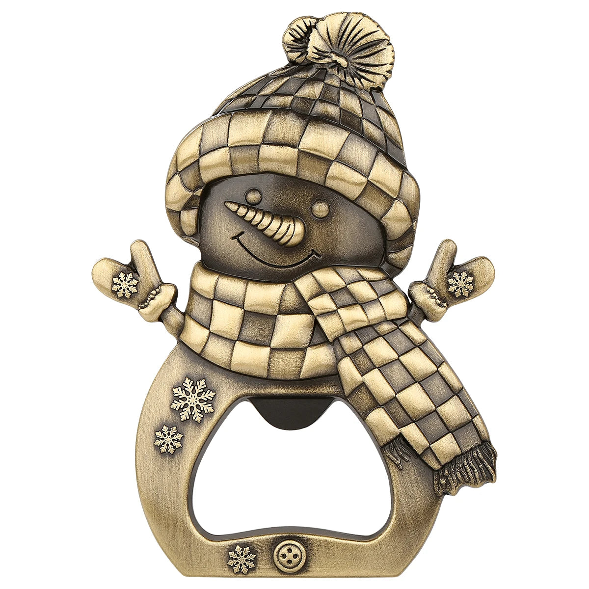 Apribottiglie da birra in metallo a forma di pupazzo di neve adorabile. Piccolo regalo di Natale creativo, cucina, bar, decorazione per feste, apribottiglie