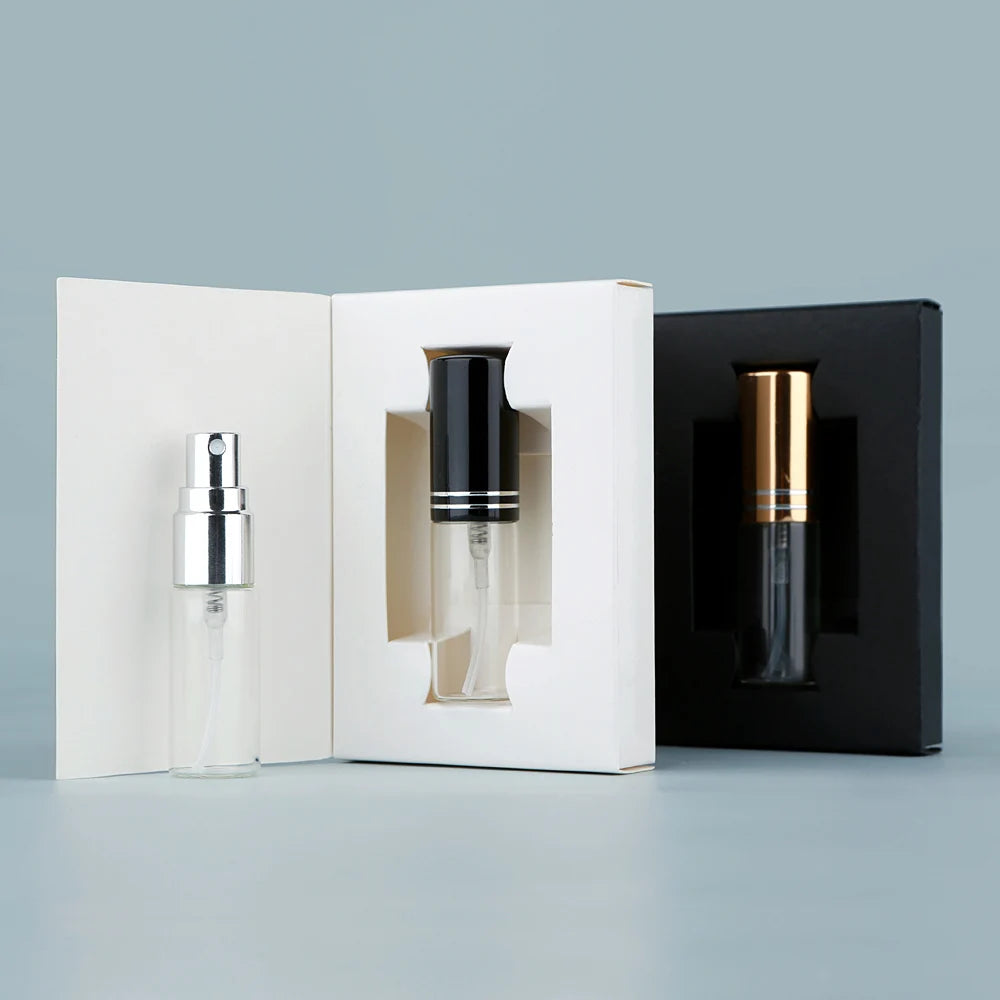 Flacone spray per profumo da 50 pezzi 5ml 10ml con confezione Flacone spray riutilizzabile per profumo sprinkler mini flaconi spray in alluminio