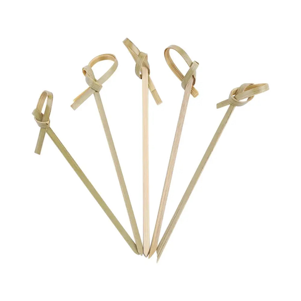100 pezzi di bambù usa e getta Knot Stick spiedini Cocktail Picks forchette di frutta Barbeque Party Decoration Bar Tool