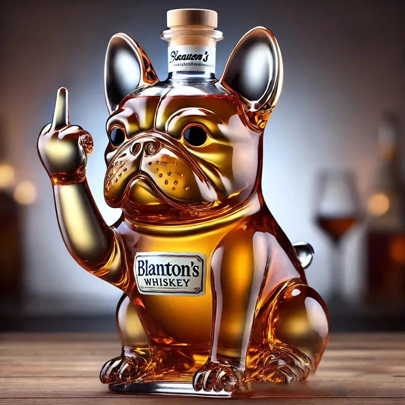 Divertente decanter per whisky con bottiglia di whisky con bulldog francese per scherzi, bar, ufficio e decorazioni per la casa, bottiglia per cocktail di vino