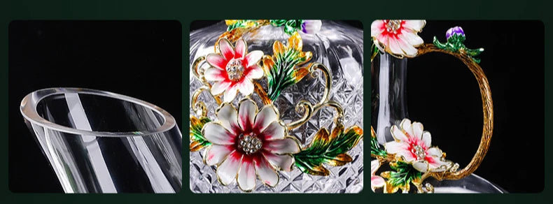 Decanter per tazze di vino rosso in vetro di cristallo smaltato a margherita Utensili per vino di lusso in vetro con piede alto per vino rosso