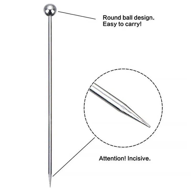 10/50/100 pezzi plettri da cocktail in acciaio inossidabile bastoncini di frutta stuzzicadenti per strumenti da bar per feste bastoncini per agitazione per bevande plettri per Martini festa