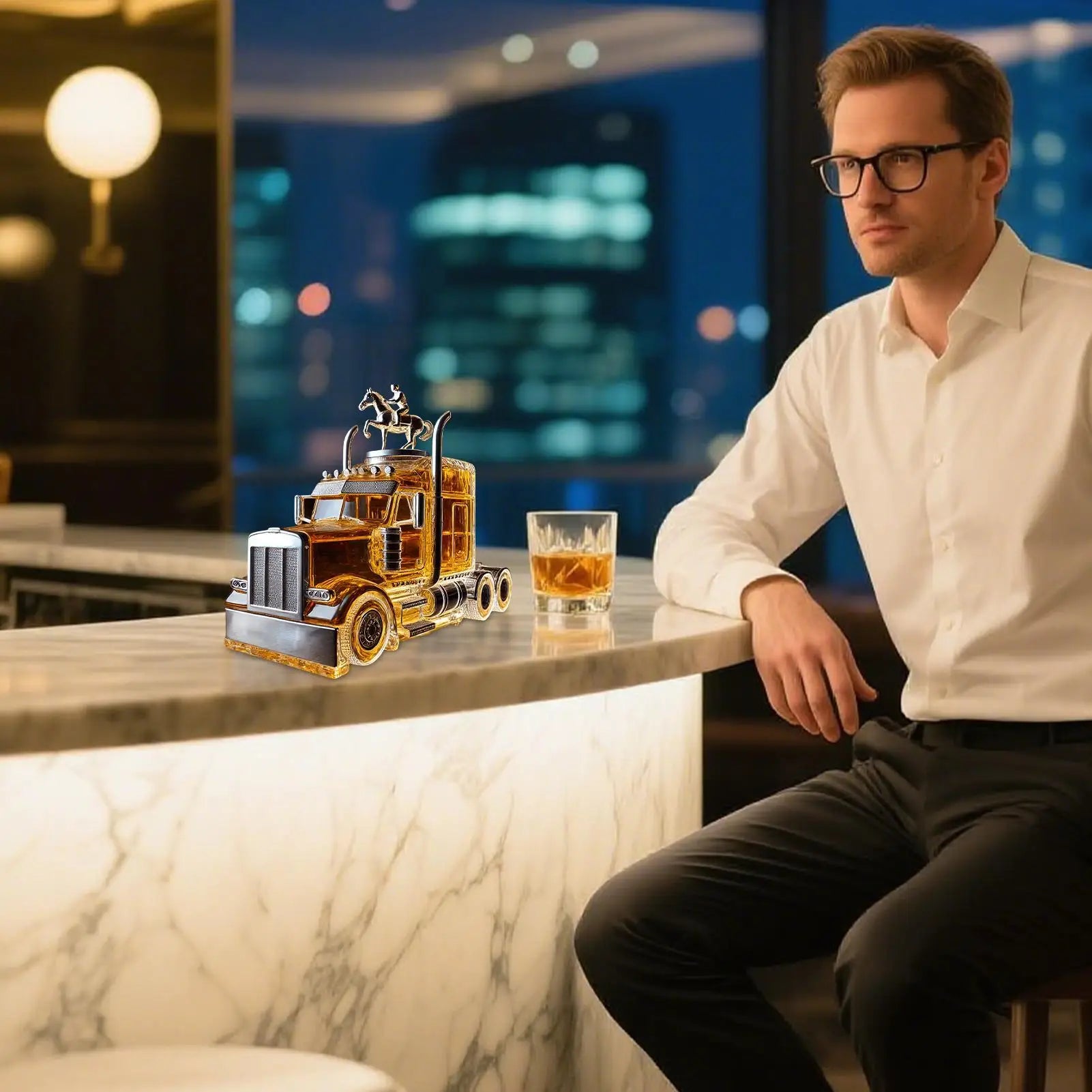 Decanter per whisky, dispenser Bourbon per mezzo camion, contenitore per liquori vintage da 375 ml con tappo interessante per l'attrezzatura della birra Brunch