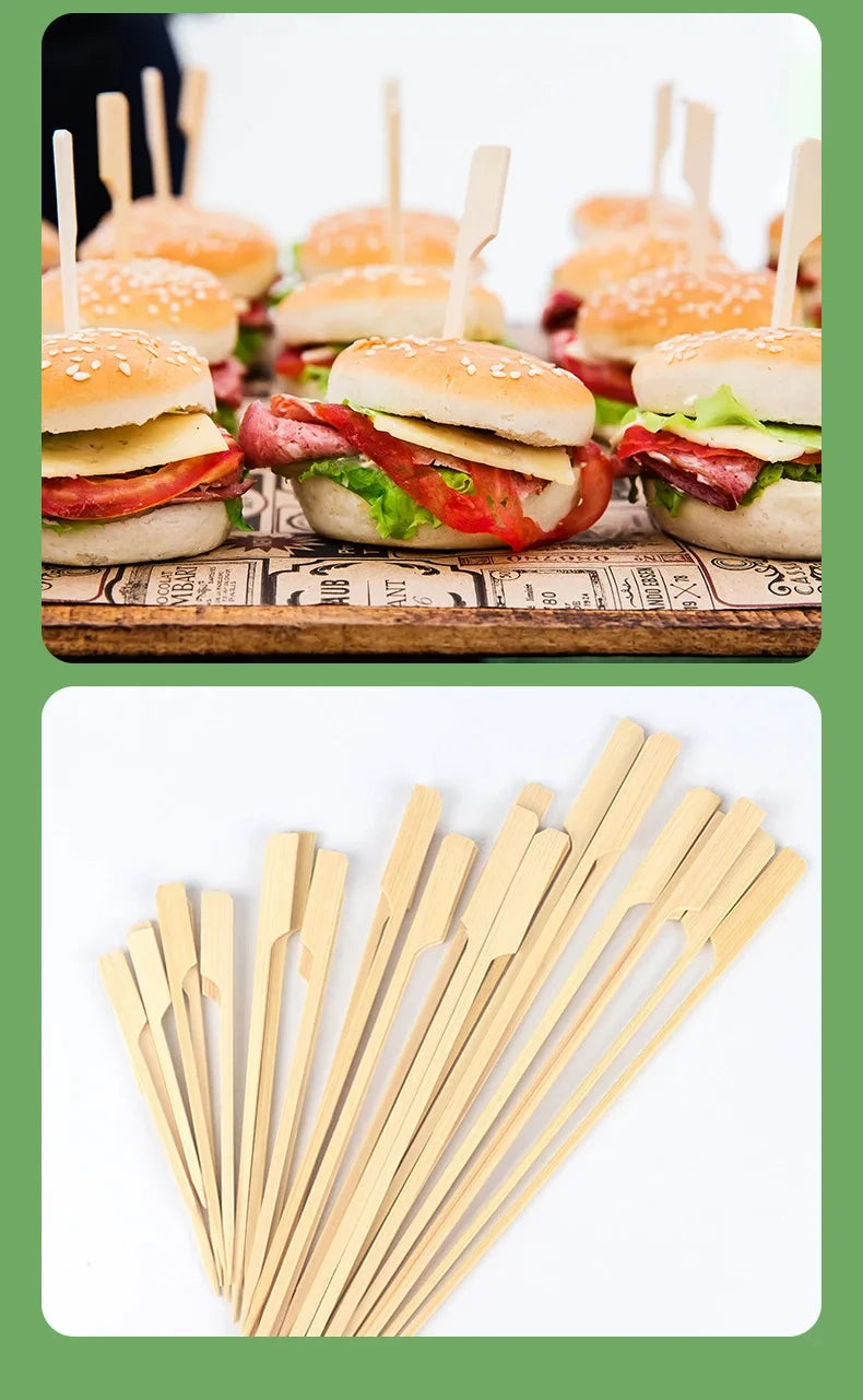 100 pezzi bastoncini di bambù spiedini di bambù naturali usa e getta barbecue bastoncini per barbecue per Kabob cocktail di frutta campeggio strumenti per barbecue per feste