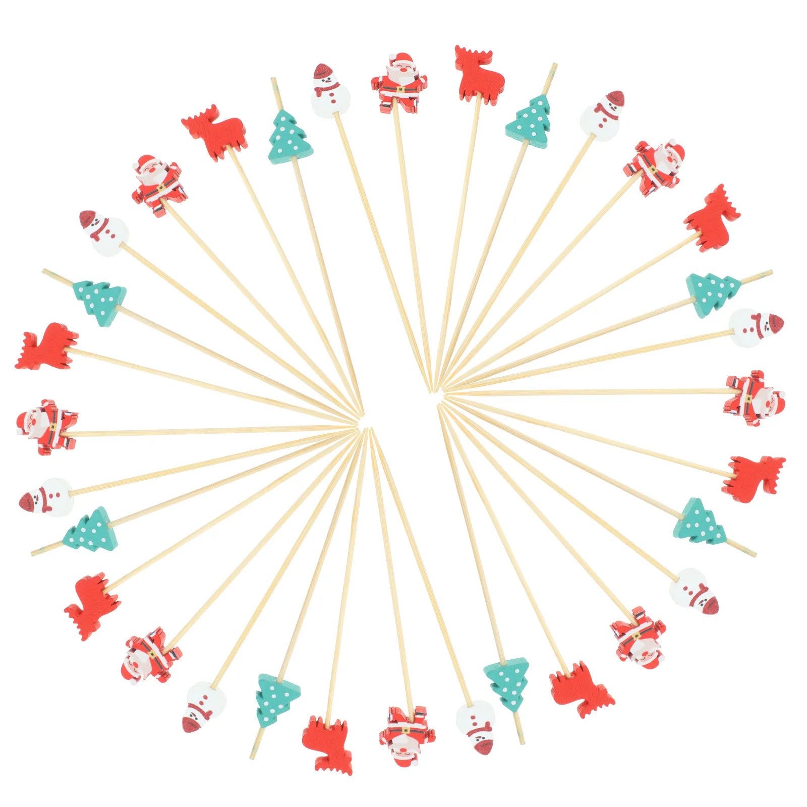 100 pezzi di frutta di bambù per feste di Natale, bastoncini da cocktail usa e getta, antipasti, snack, decorazioni natalizie per alimenti, antipasti