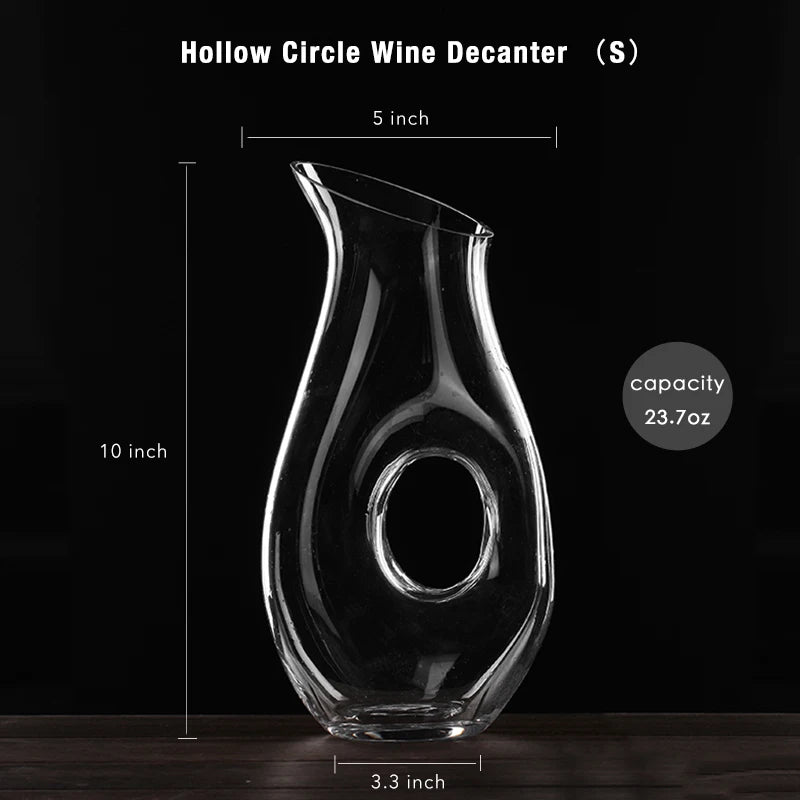 Decanter per vino a cerchio cavo - Decanter con eleganza Decanter per vino rosso in vetro trasparente senza piombo Contenitore per succo Decanter per vino