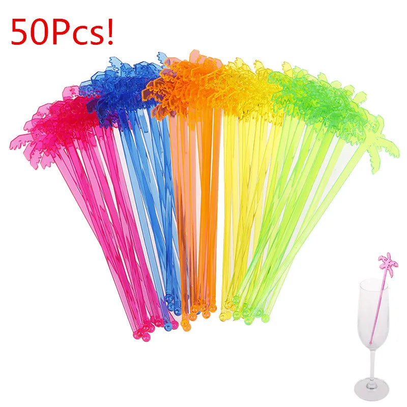 50/100pcs plastica Night-club Drink/wine Decor albero di cocco Cocktail Swizzle Sticks Drink agitatore Coffee Muddler Puddler vendita calda