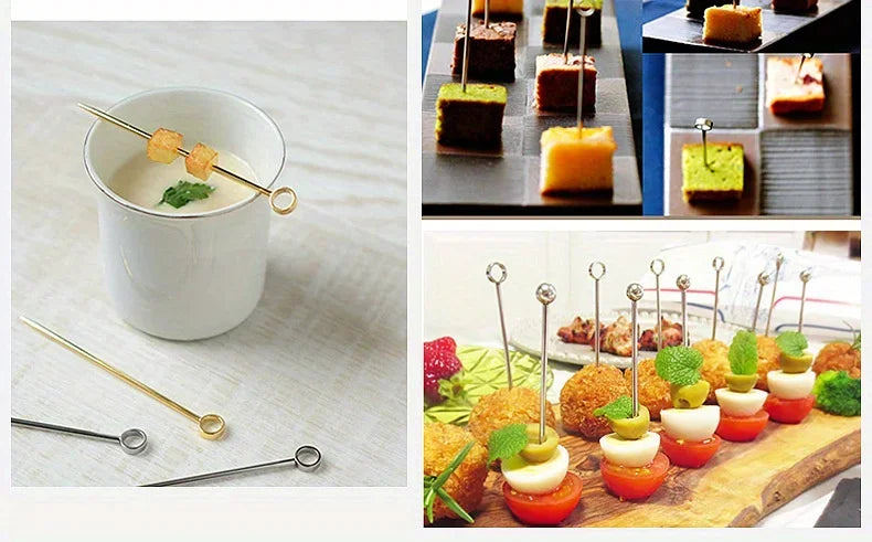 4 pezzi di plettri da cocktail in acciaio inossidabile, plettri da frutta, bastoncini da cocktail per bar, pub, club, ristorante e accessori per bicchieri per uso domestico