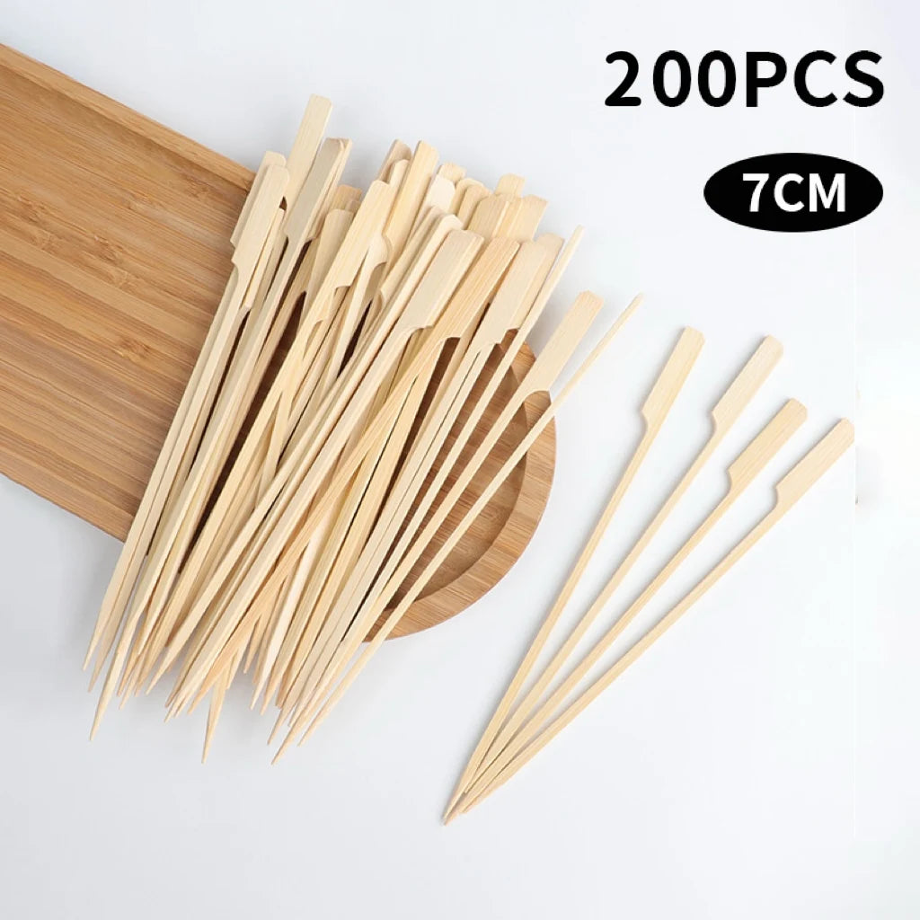 100 pezzi bastoncini di bambù spiedini di bambù naturali usa e getta barbecue bastoncini per barbecue per Kabob cocktail di frutta campeggio strumenti per barbecue per feste