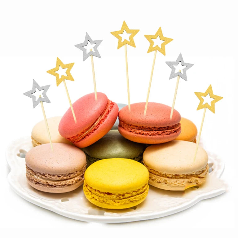 50/100PCS Stella D'oro Bastoni di Bambù Usa E Getta Natale Forchetta da Frutta in Legno Dessert Cocktail Picks Festa di Compleanno Buffet Stuzzicadenti