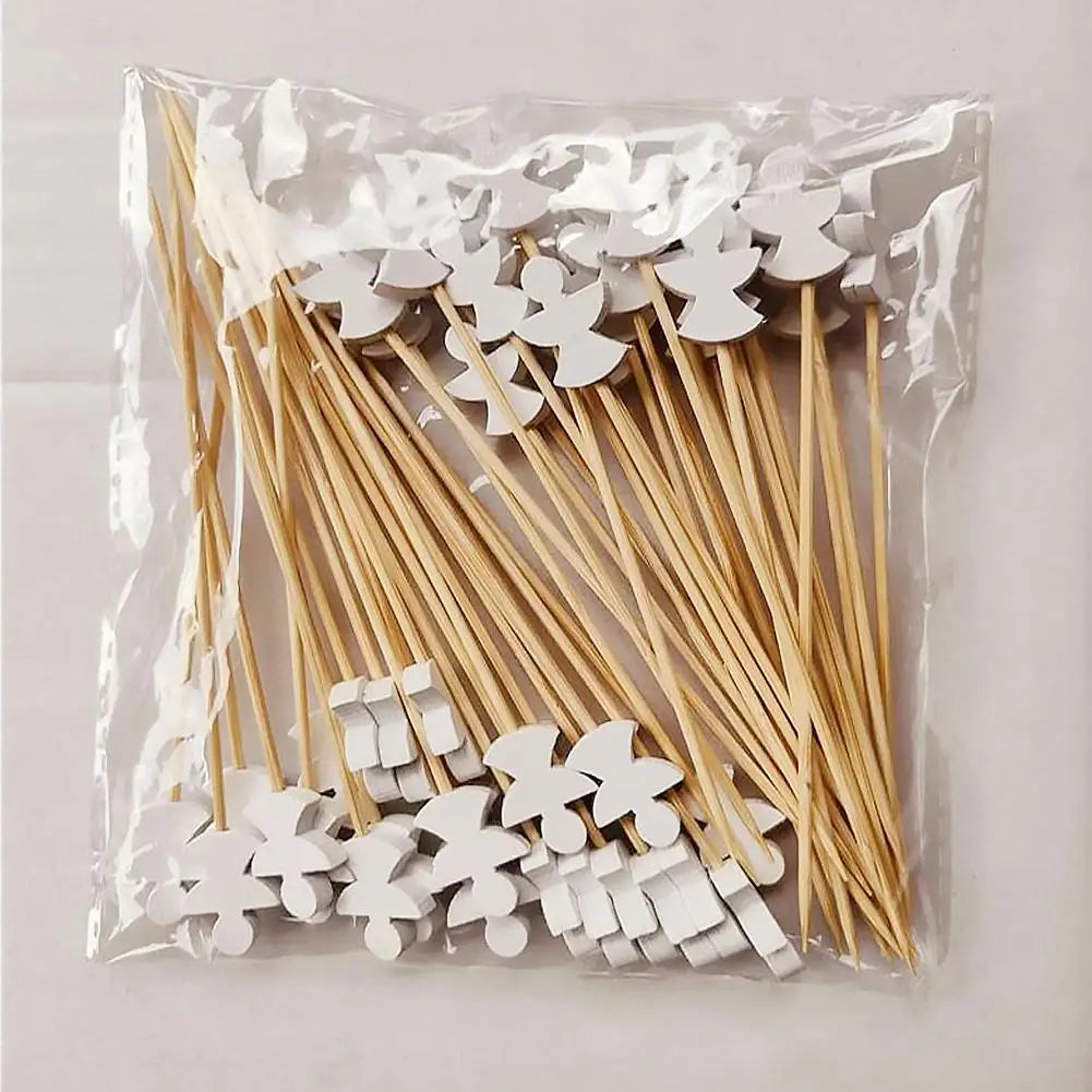 50 pz/set Natale Bambù Cocktail Picks Babbo Natale Fiocco di neve Frutta Dessert Cibo Stuzzicadenti Fornitura per feste di Natale