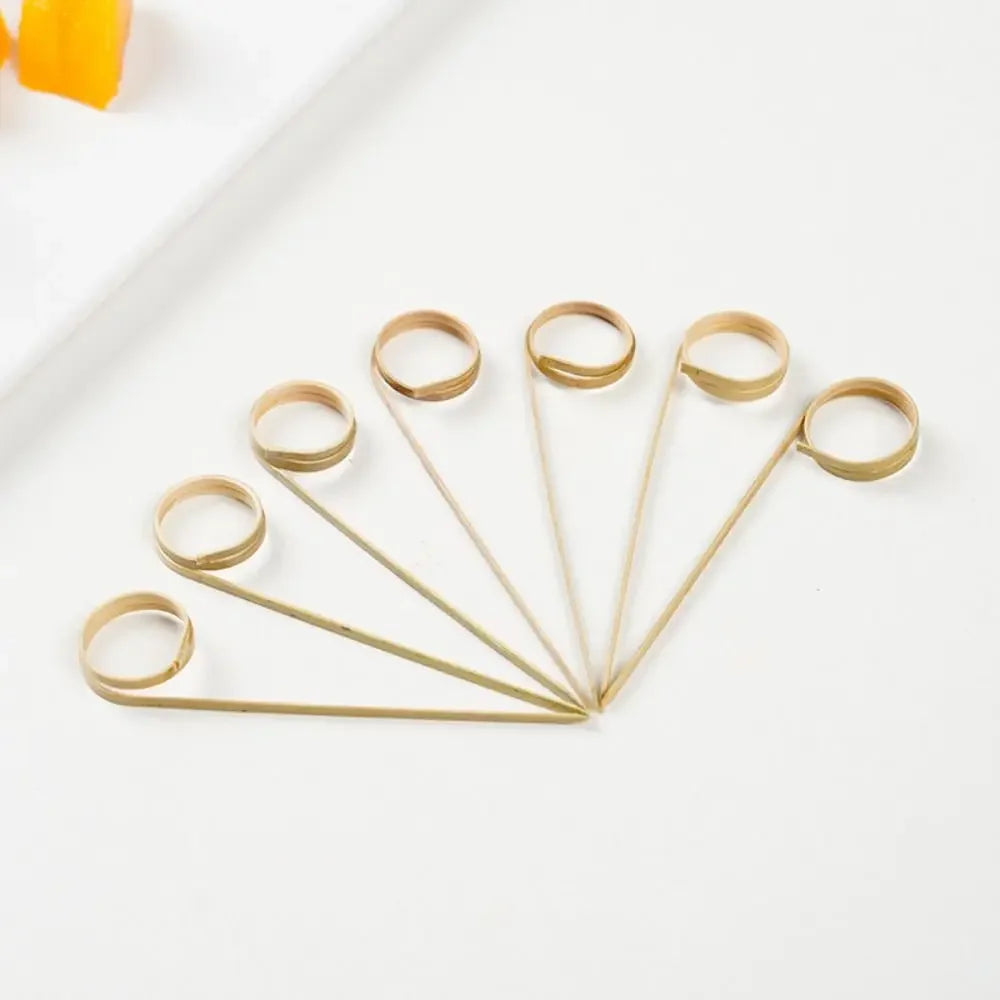 100 pezzi Barbeque Bar Tool Kitchen & Bar Cocktail Picks Bamboo Knot spiedini Fruit Forks Stick