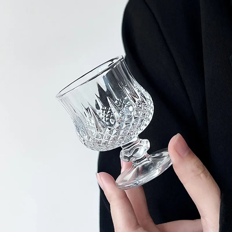 4 pezzi set di bicchieri da cocktail squisiti da 50 ml bicchieri da vino piccoli intagliati vintage bicchieri da liquori per feste bicchieri da vino dolce trasparenti di fascia alta