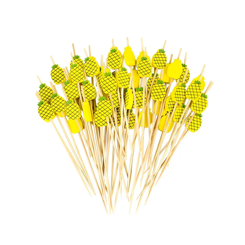 100 pz Cactus Flamingo Bambù Pick Buffet Cupcake Frutta Forchetta Cocktail Stuzzicadenti Spiedino Bar Dessert Insalata Bastone per la Decorazione di Nozze
