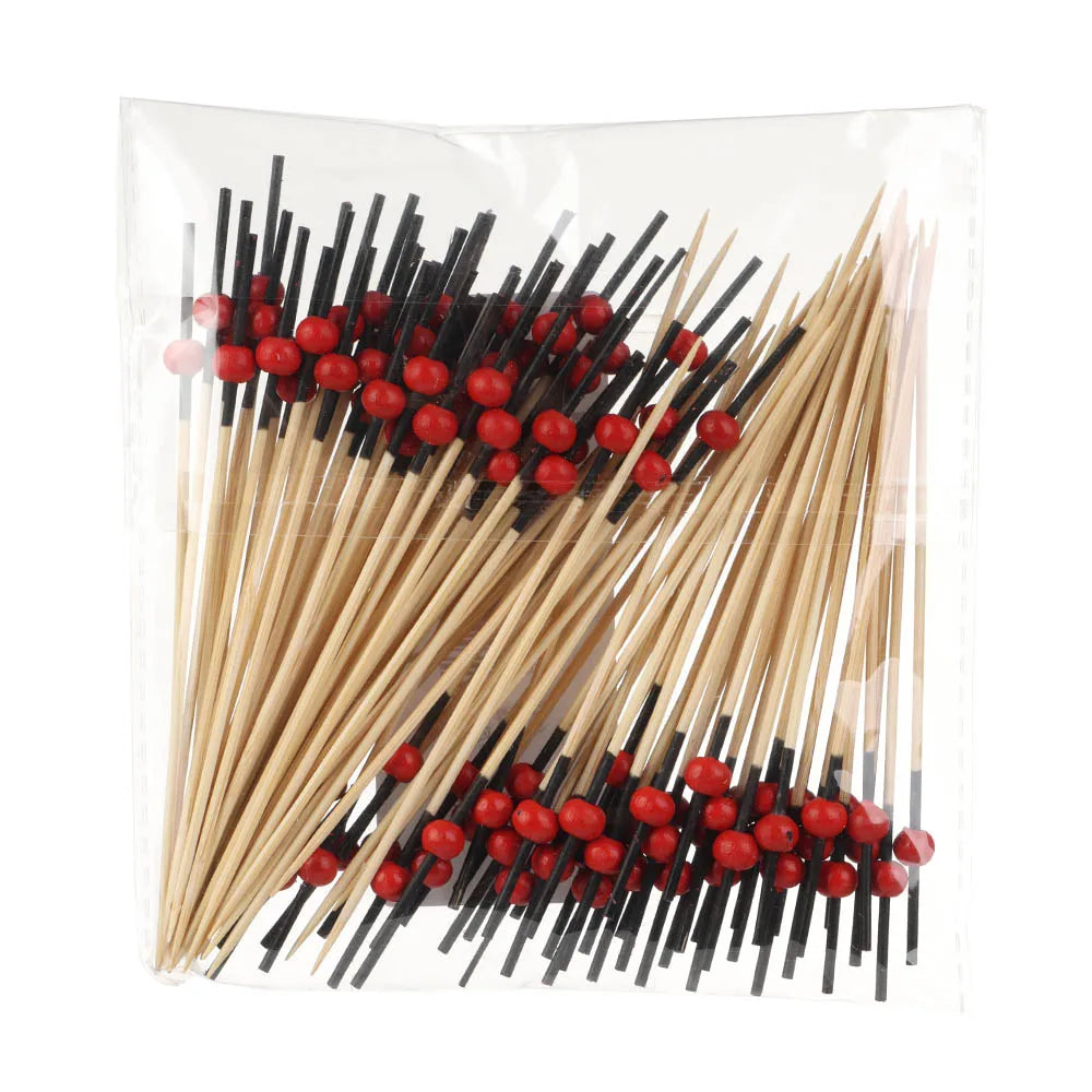 100 pezzi Barbeque Bar Tool Kitchen & Bar Cocktail Picks Bamboo Knot spiedini Fruit Forks Stick