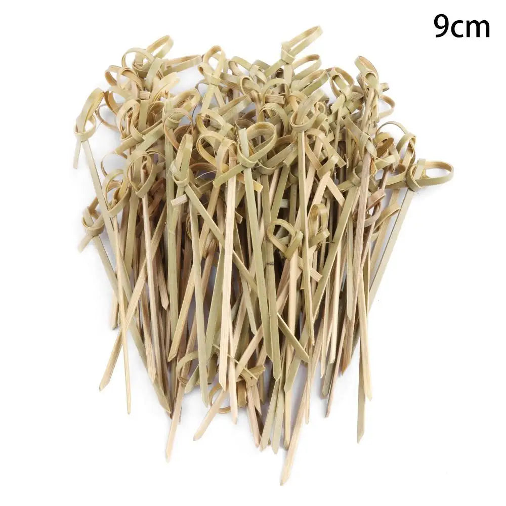 100 pezzi di bambù usa e getta Knot Stick spiedini Cocktail Picks forchette di frutta Barbeque Party Decoration Bar Tool