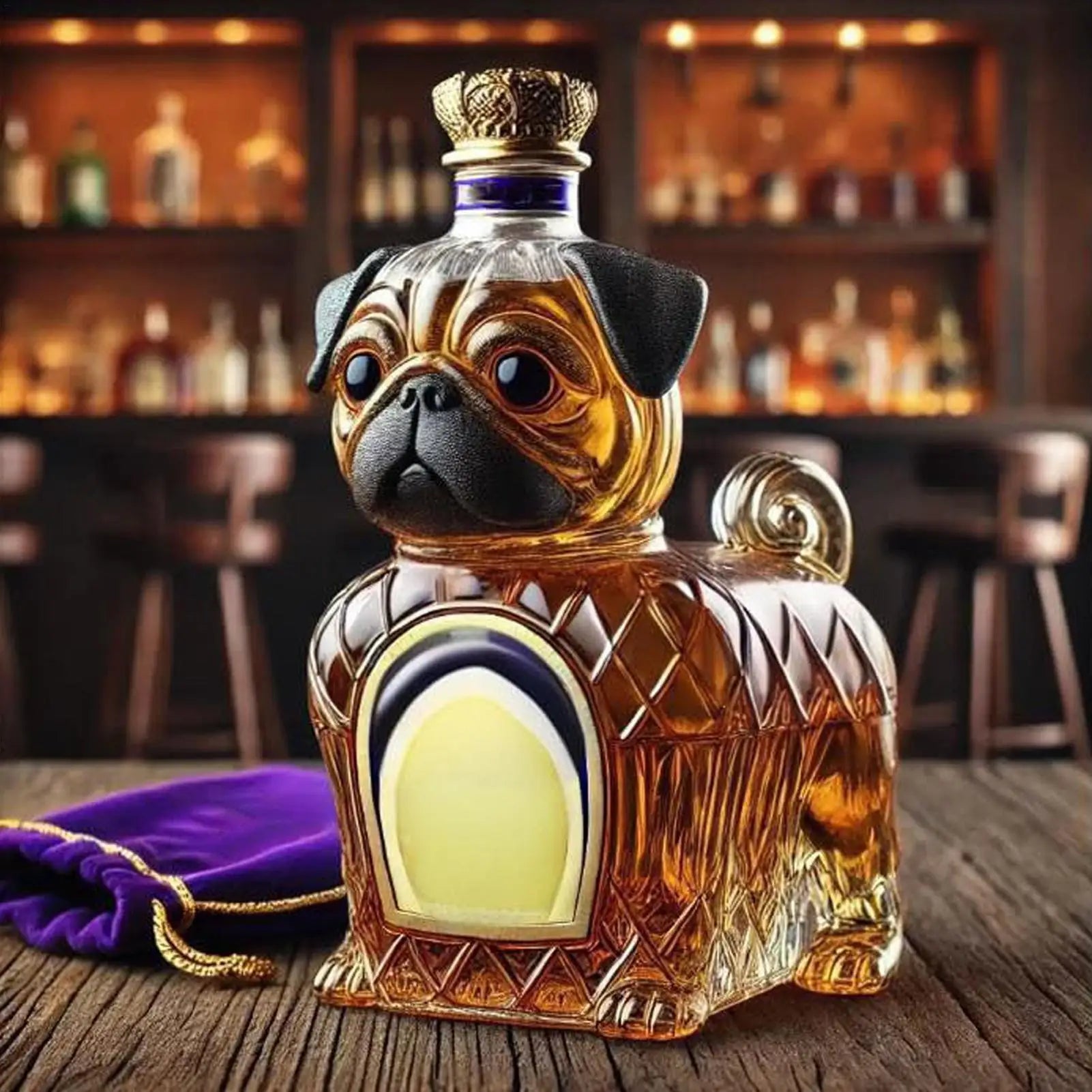 Decanter per animali creativo da 300 ml Bottiglia di liquore in vetro realistico Ispirato a Bulldog Whisky Vino Brandy Scotchs Bourbon Vodka Decanter
