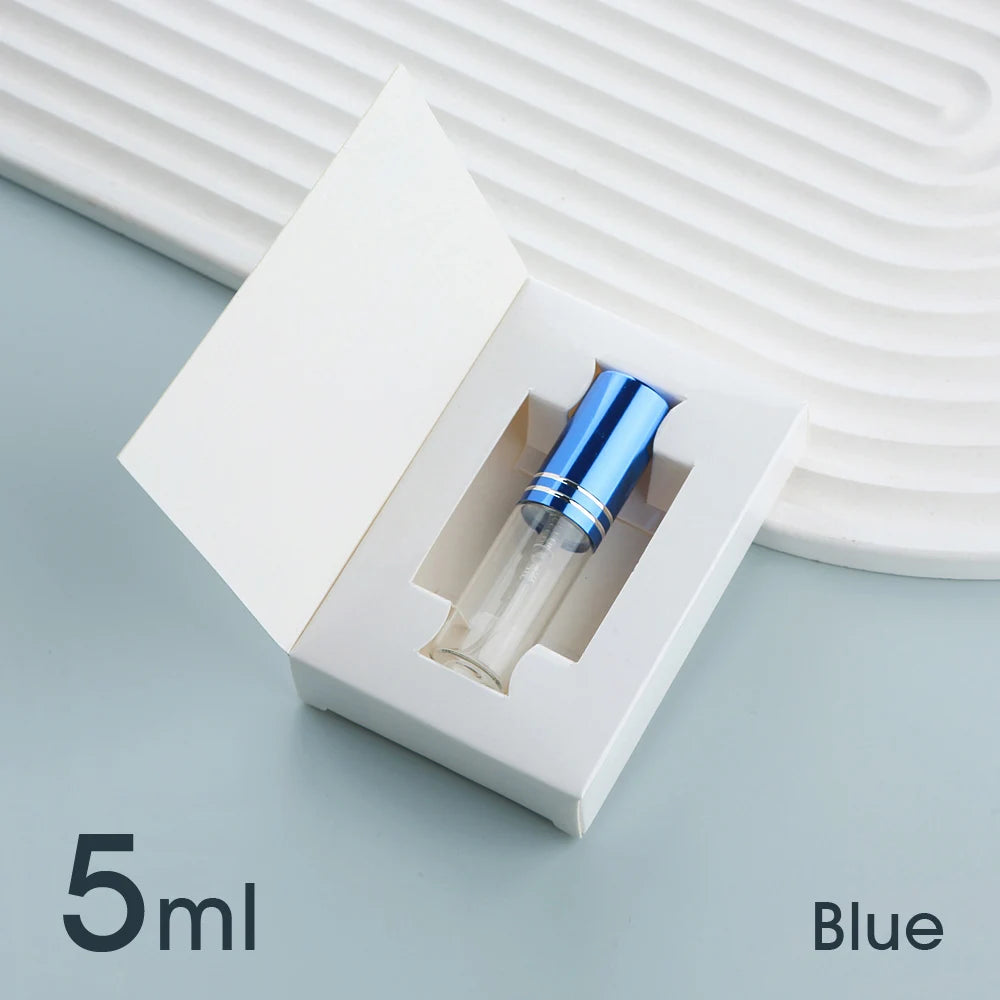 Flacone spray per profumo da 50 pezzi 5ml 10ml con confezione Flacone spray riutilizzabile per profumo sprinkler mini flaconi spray in alluminio