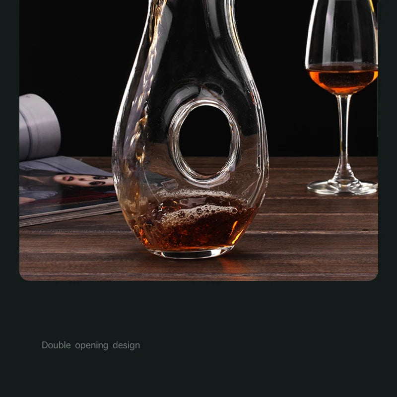 Decanter per vino a cerchio cavo - Decanter con eleganza Decanter per vino rosso in vetro trasparente senza piombo Contenitore per succo Decanter per vino